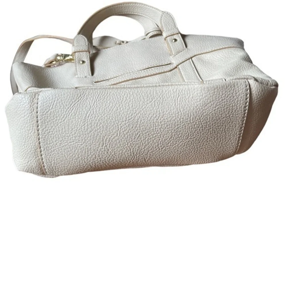 Relic Top‎ Handle Convertible Shoulder Handbag Faux Pebble Grain Leather Cream